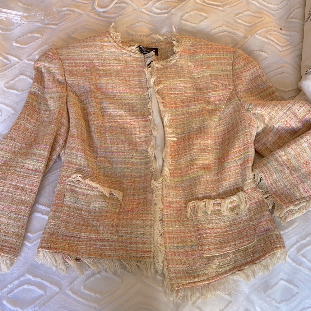 Pastel tweed pastel blazer designer look style (small)